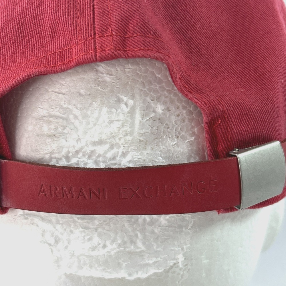 Vintage Armani Exchange Hat Cap Strap Back Red Adjustable Embroidered A/X Logo - Picture 5 of 10